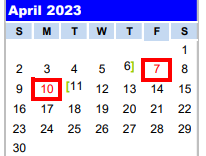 District School Academic Calendar for Adaptive Behavioral Unit for April 2023