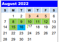 District School Academic Calendar for Adaptive Behavioral Unit for August 2022