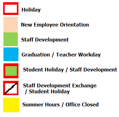 District School Academic Calendar Legend for Adaptive Behavioral Unit