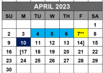 District School Academic Calendar for Bluebonnet Elementary School for April 2023