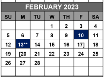 District School Academic Calendar for Bastrop County Juvenile Boot Camp for February 2023