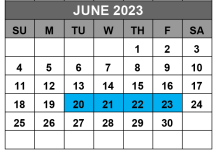 District School Academic Calendar for Bastrop High School for June 2023