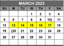 District School Academic Calendar for Lost Pines Elementary School for March 2023