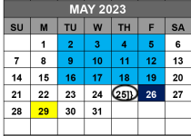 District School Academic Calendar for Cedar Creek Middle School for May 2023