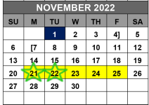District School Academic Calendar for Bastrop Middle School for November 2022