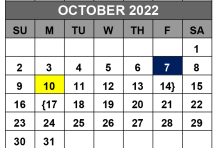 District School Academic Calendar for Mina Elementary for October 2022
