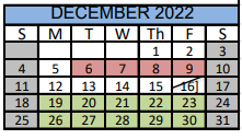 District School Academic Calendar for Bay City J H for December 2022