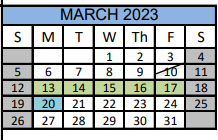 District School Academic Calendar for Bay City J H for March 2023