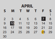 District School Academic Calendar for South Park Middle for April 2023
