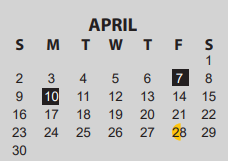District School Academic Calendar for Vincent Middle School for April 2023