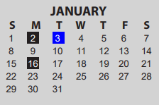 District School Academic Calendar for Martin Elementary for January 2023