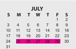 District School Academic Calendar for Odom Middle School for July 2022