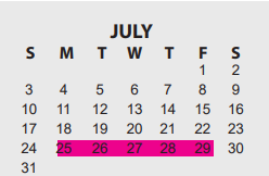 District School Academic Calendar for O C Taylor Ctr for July 2022