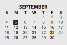 District School Academic Calendar for Dishman Elementary School for September 2022