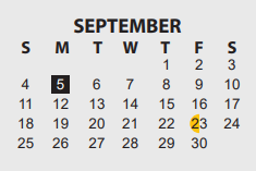 District School Academic Calendar for Vincent Middle School for September 2022
