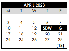 District School Academic Calendar for Hazeldale Elementary School for April 2023