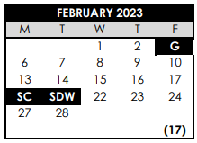 District School Academic Calendar for Ridgewood Elementary School for February 2023