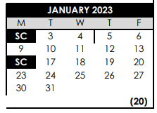 District School Academic Calendar for Hazeldale Elementary School for January 2023