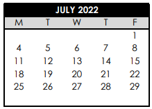 District School Academic Calendar for Aloha High School for July 2022