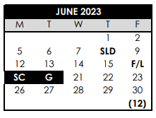 District School Academic Calendar for Raleigh Hills Elementary School for June 2023