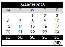 District School Academic Calendar for Hazeldale Elementary School for March 2023