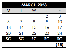 District School Academic Calendar for Cedar Park Middle School for March 2023