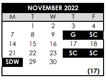 District School Academic Calendar for Cedar Mill Elementary School for November 2022