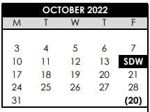 District School Academic Calendar for Jacob Wismer Elementary School for October 2022