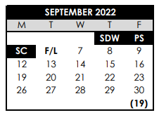 District School Academic Calendar for Elmonica Elementary School for September 2022