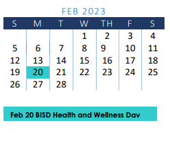District School Academic Calendar for Moreno J H for February 2023