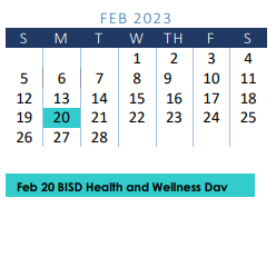 District School Academic Calendar for R A Hall Elementary for February 2023