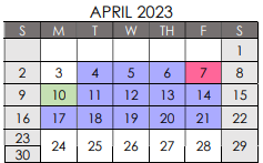 District School Academic Calendar for Spicer Alter Ed Ctr for April 2023