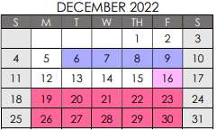 District School Academic Calendar for Spicer Alter Ed Ctr for December 2022