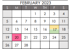 District School Academic Calendar for Spicer Alter Ed Ctr for February 2023