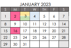 District School Academic Calendar for O'bryant Int for January 2023