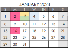 District School Academic Calendar for Spicer Alter Ed Ctr for January 2023