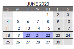 District School Academic Calendar for Spicer Alter Ed Ctr for June 2023