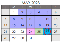District School Academic Calendar for Spicer Alter Ed Ctr for May 2023