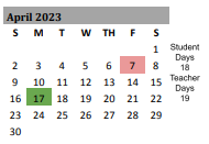 District School Academic Calendar for Sparta Elementary for April 2023