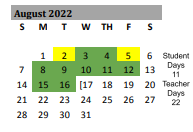 District School Academic Calendar for Miller Heights Elementary for August 2022