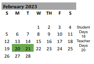 District School Academic Calendar for Southwest Elementary for February 2023