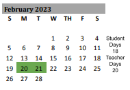 District School Academic Calendar for Henry T Waskow High School for February 2023
