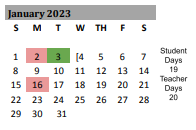 District School Academic Calendar for Bell Co J J A E P for January 2023