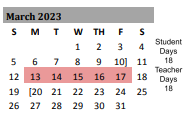 District School Academic Calendar for Henry T Waskow High School for March 2023