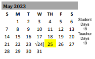 District School Academic Calendar for Belton Middle School for May 2023