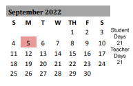 District School Academic Calendar for Lakewood Elementary for September 2022