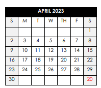 District School Academic Calendar for Macon Behavioral Health System for April 2023