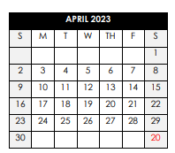 District School Academic Calendar for Bibb County Career/technical Center for April 2023