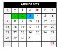 District School Academic Calendar for Riley Elementary School for August 2022