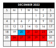 District School Academic Calendar for Miller Magnet Middle School for December 2022